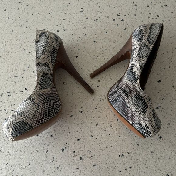 Steve Madden Flaash Leather Snake Print Platform Stiletto High Heels Sz 7.5 New - Picture 12 of 12